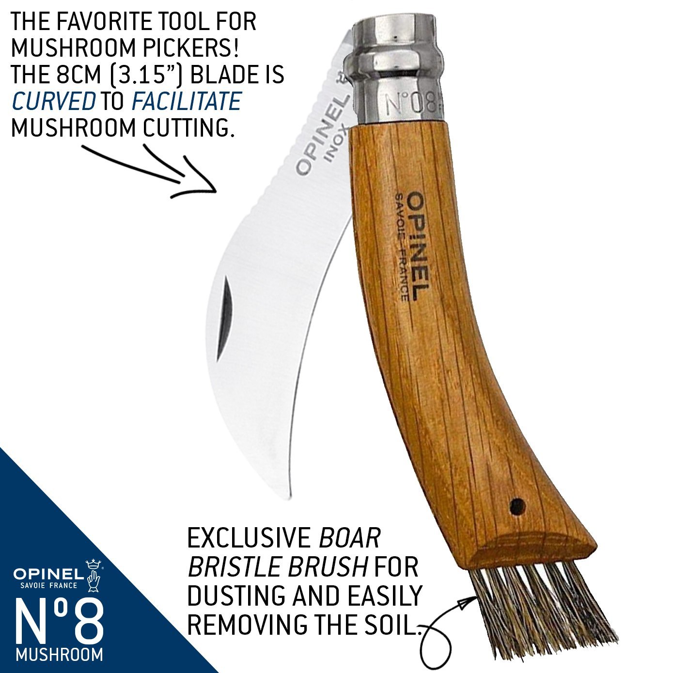 Couteau champignons Opinel N°08 personnalisé